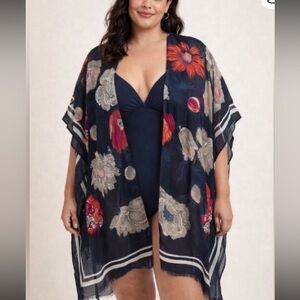 Woven Heart floral kimono cardigan /Coverup | OS